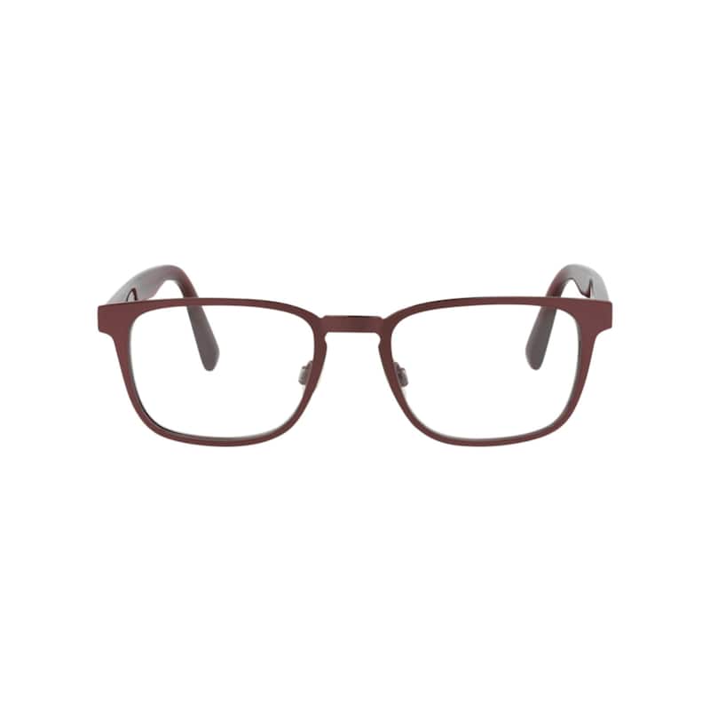 Maui Jim Shield-Frame Stainless Steel Optical Frames, Transparent Lens, Adriatic Burgundy Frame