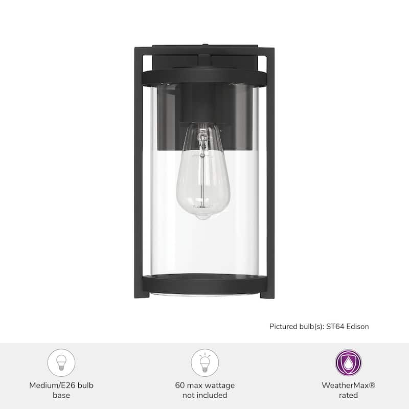 Hunter Astwood Outdoor WeatherMax Black Wall Light - Transitional, Modern - Front Porch, Patio, Garage - Corrosion Resistant!