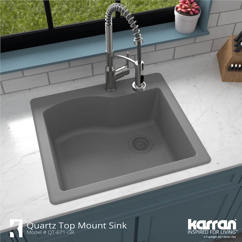 Karran Drop-in Quartz Single Bowl Kitchen Sink