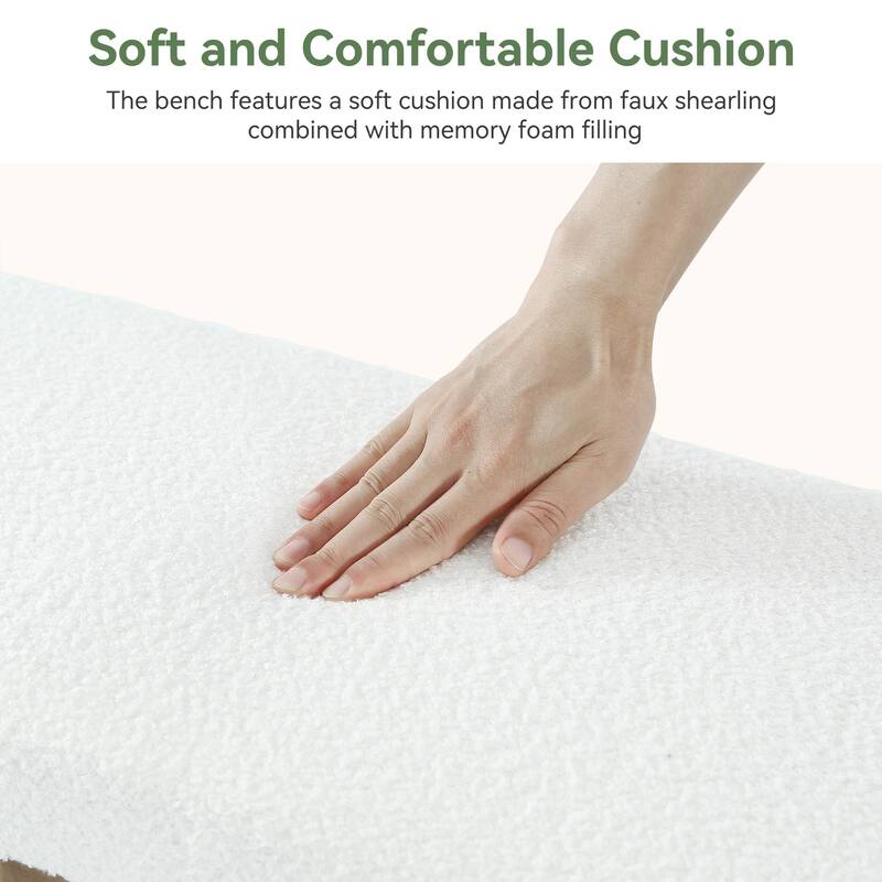 59.05-Inch Modern Bench, Solid Wood Upholstered End of Bed Bench