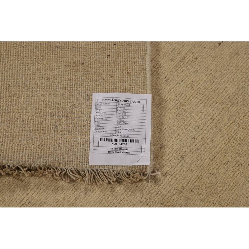 Modern Gabbeh Runner Rug Hand-Knotted Wool Carpet - 3'0"x 9'8"
