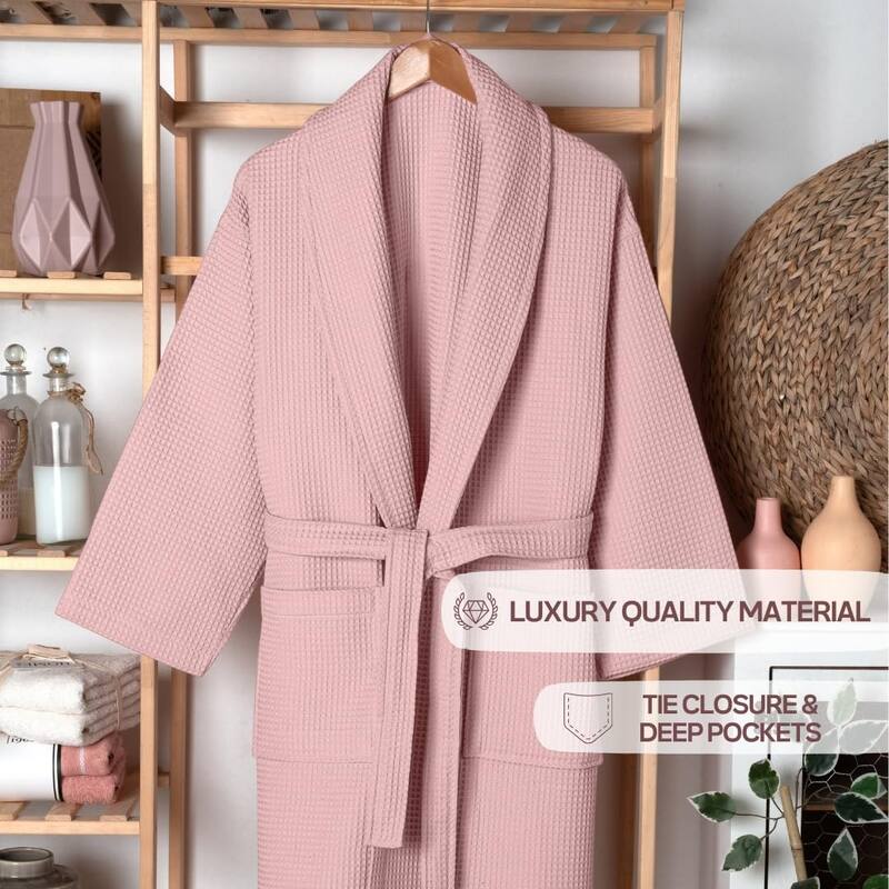 Salbakos Home1961 Lightweight Cotton Waffle Robe – Unisex Spa Bathrobe