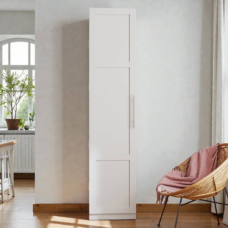 White Kitchen Pantry Cabinet with Doors and Shelves, Freestanding Storage Cupboard for Kitchen Living Room