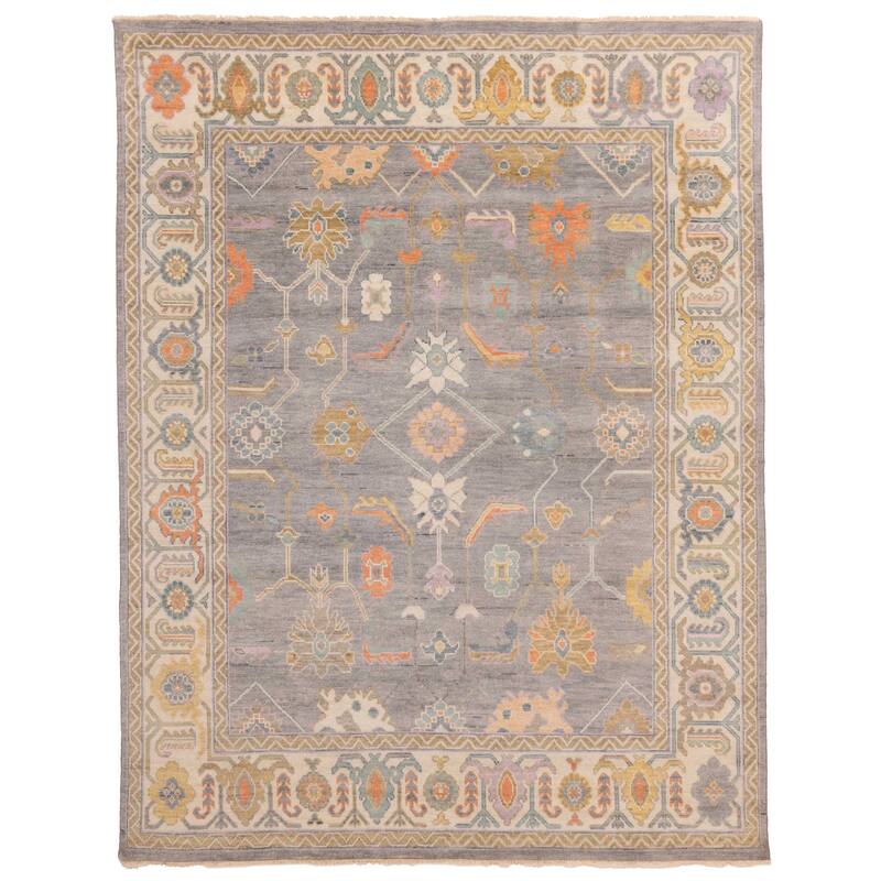 ECARPETGALLERY Hand-knotted Modern Oushak Grey Wool Rug - 7'10 x 9'10