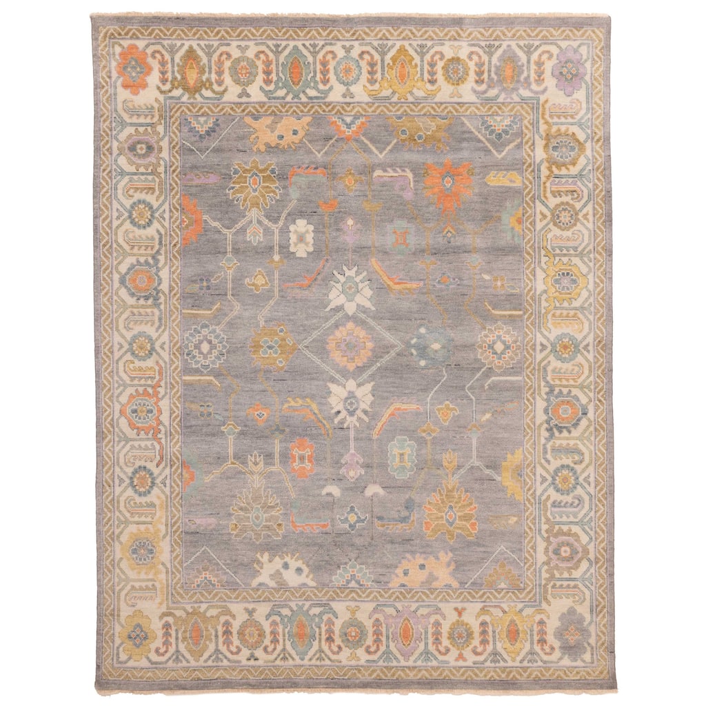 ECARPETGALLERY Hand-knotted Modern Oushak Grey Wool Rug - 7'10 x 9'10