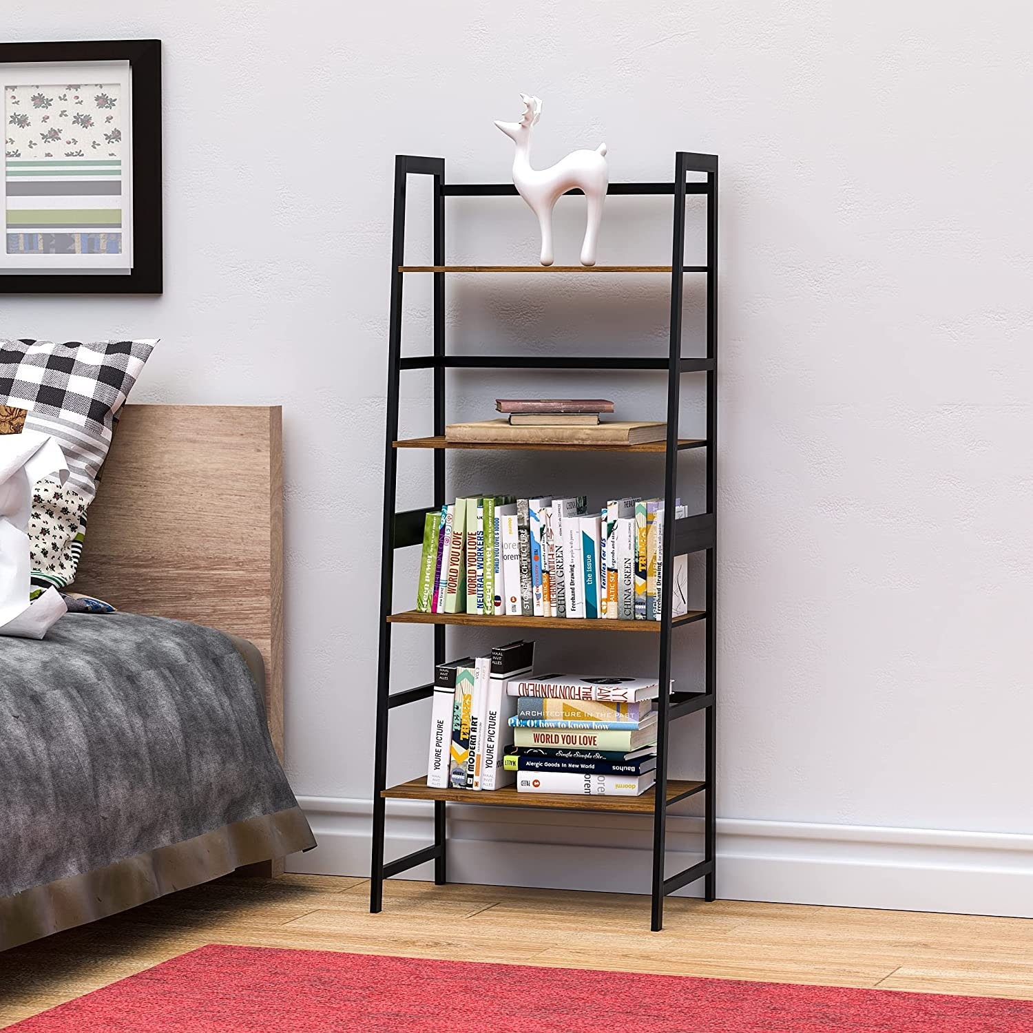 Modern bookshelf store with ladder