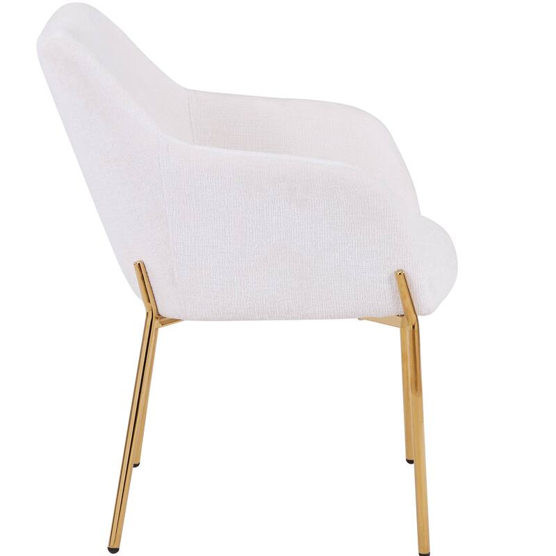 Zaire Upholstered Dining Chair in Velvet/Leather/Boucle with Gold Chrome Iron