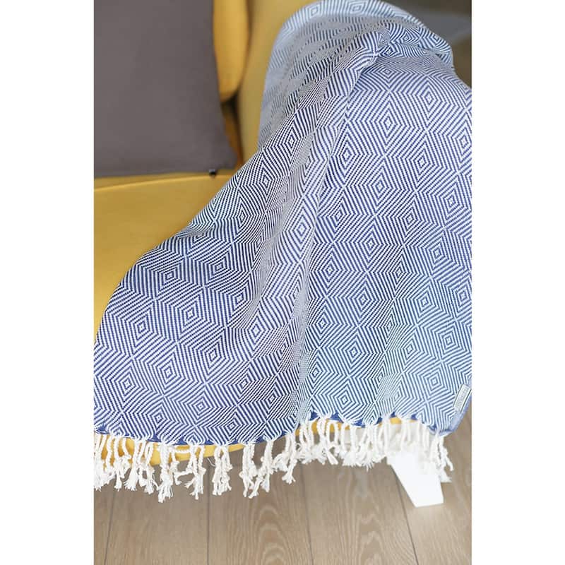 Turkish Cotton Handwoven Single Throw Blankets with Tassels - On Sale ...
