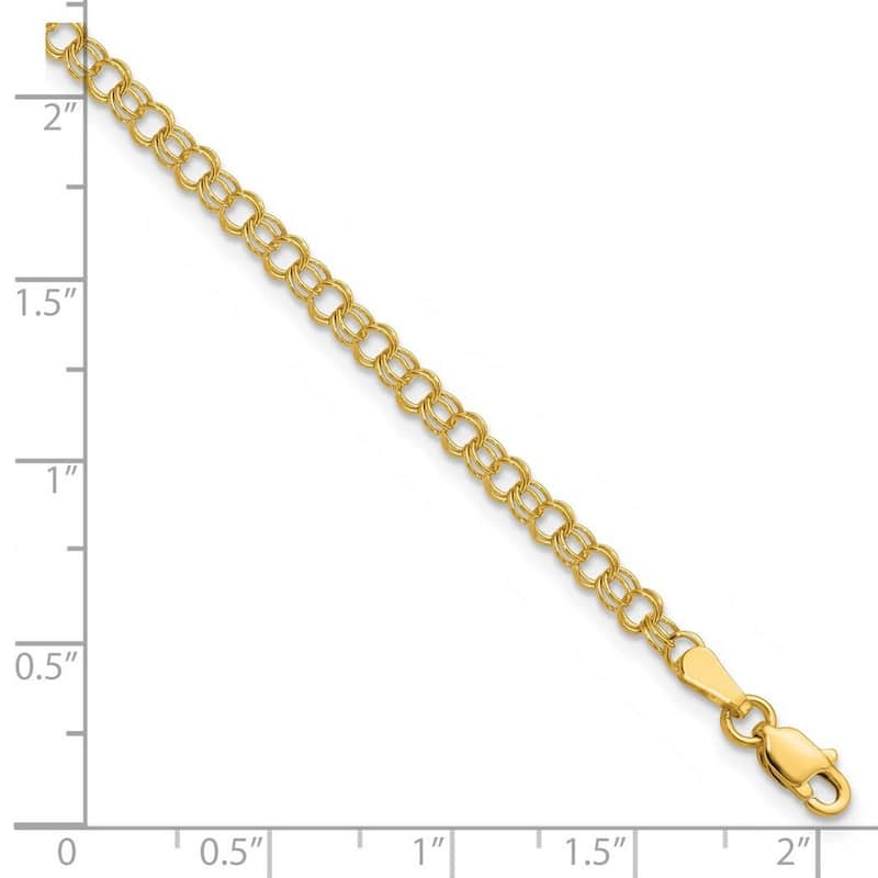 Curata 10k Yellow Gold 3.5mm Solid Double Link Charm Bracelet Options: 6" 7" 8"