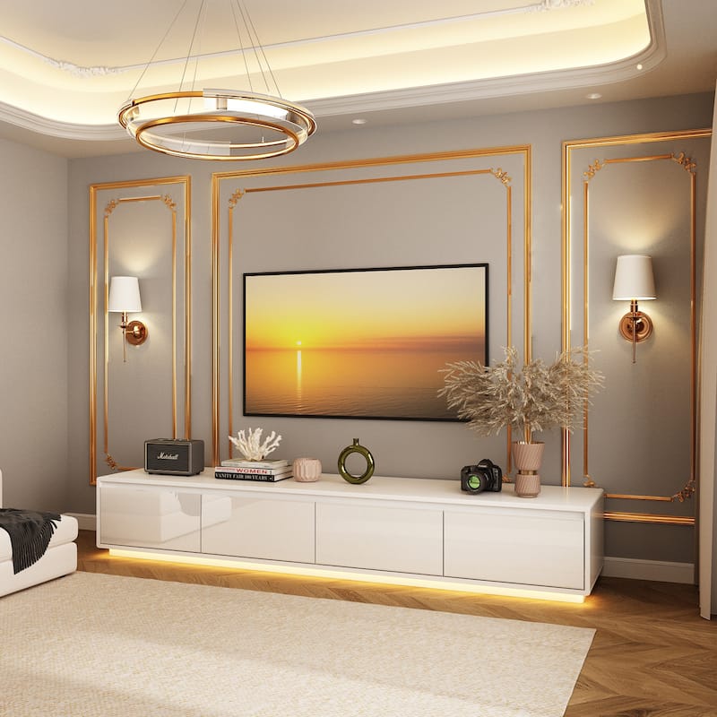 Chic LED-Lit Media Console for Stylish Homes Entertainmnet Center - 70.9"
