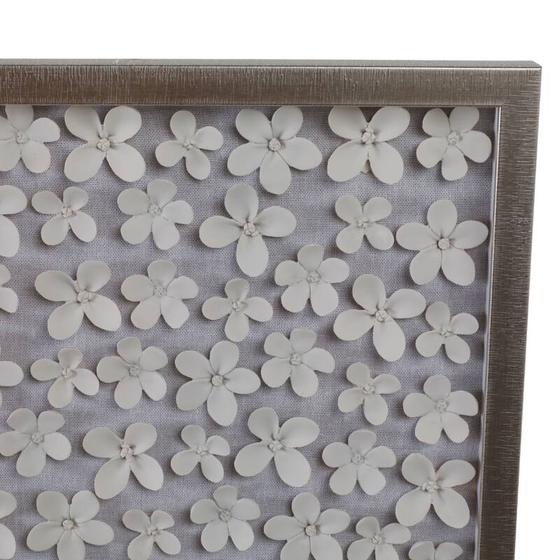 Resin Canvas Art Dimensional 3D Floral Design Wall Decor - 42" White