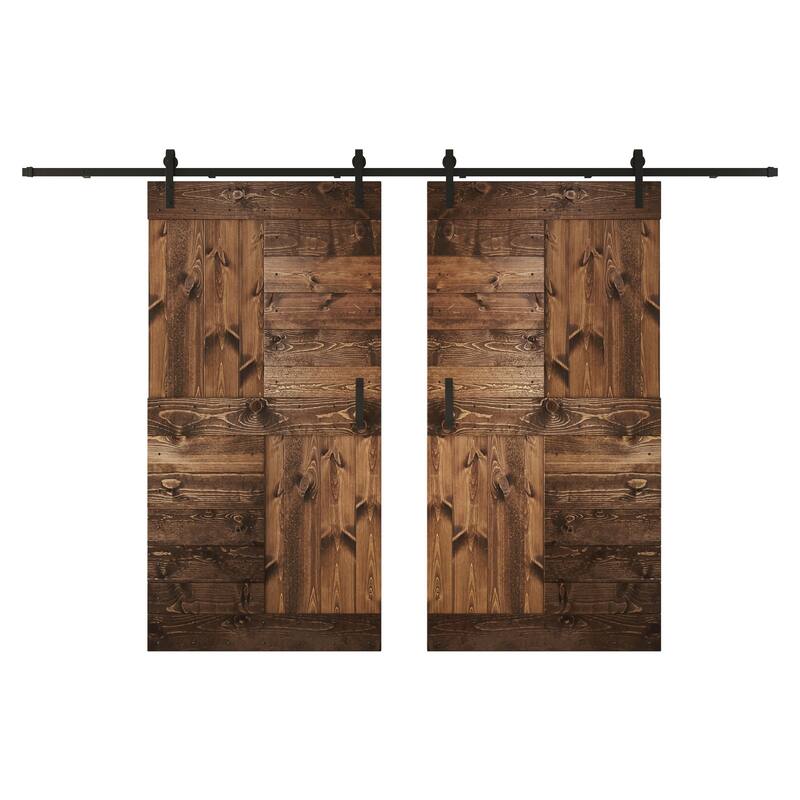 Coast Sequoia 48in/60in/72in/84in x 84in S Series Pine Wood Double Sliding Barn Door With Hardware Kit