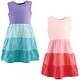preview thumbnail 2 of 0, Hudson Baby Toddler Girl Cotton Dresses, Ombre Coral Teal 6 Years - Ombre Coral Teal