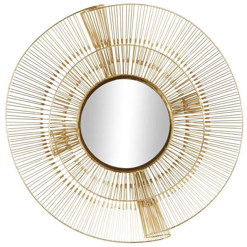 Metal Starburst Layered Room Wall Mirror with Wire Starburst Rays - Gold - Roche River Decor - Gold