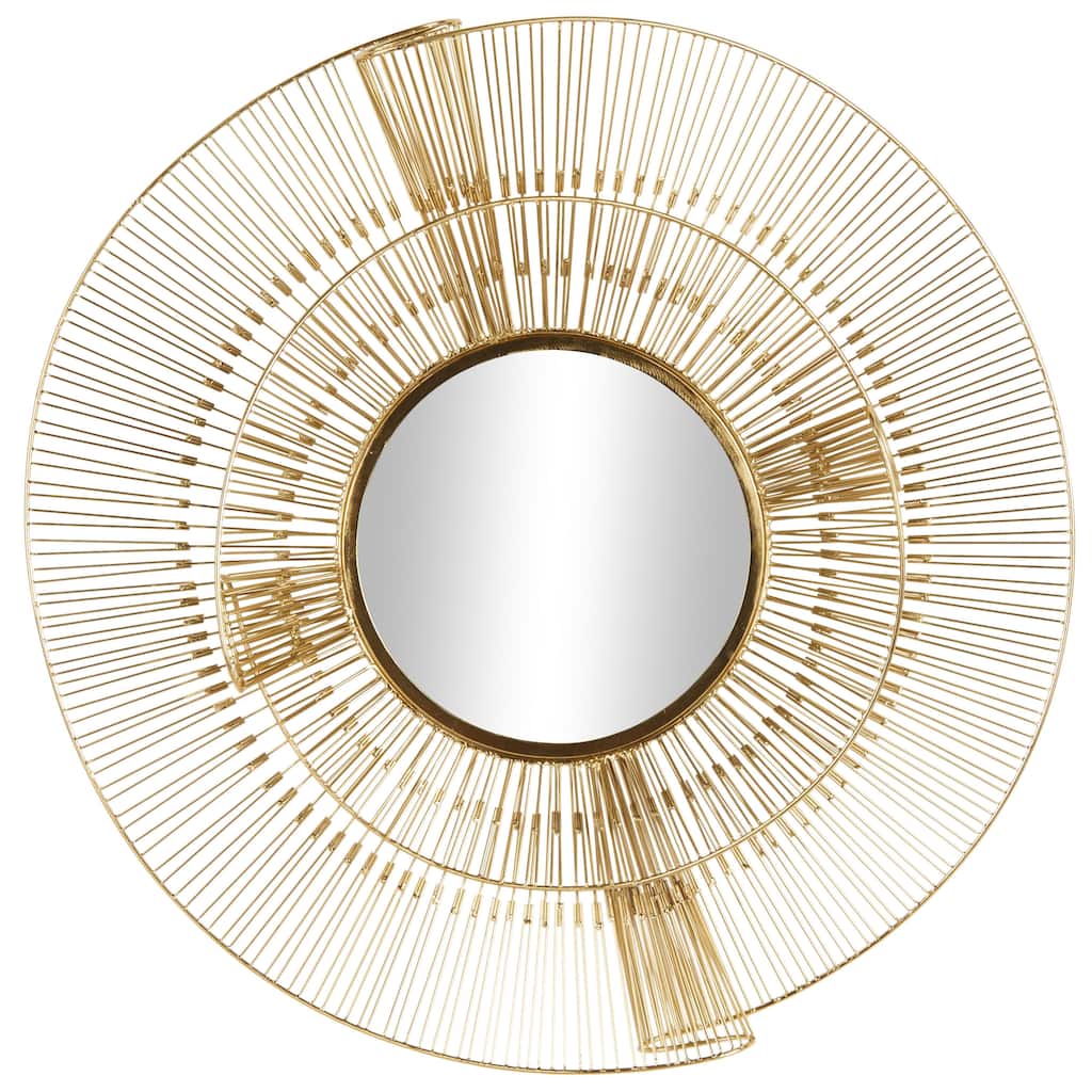 Metal Starburst Layered Room Wall Mirror with Wire Starburst Rays - Gold - Roche River Decor