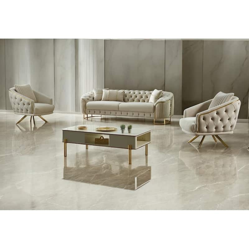Luis Modern Upholstered 98'' Velvet Tufted Back