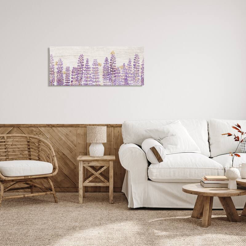 Stupell Rustic Purple Lilac Florals and Honey Bees Canvas Wall Art - Multi-Color