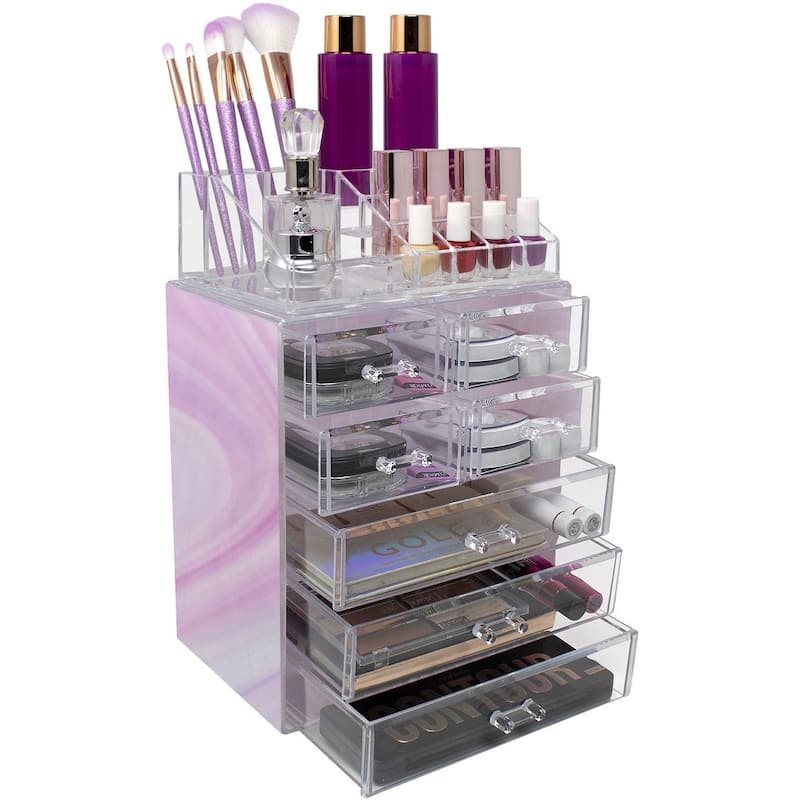 Sorbus Acrylic Cosmetic Makeup and Jewelry Storage Case Display - 3 Large, 4 Small Drawers