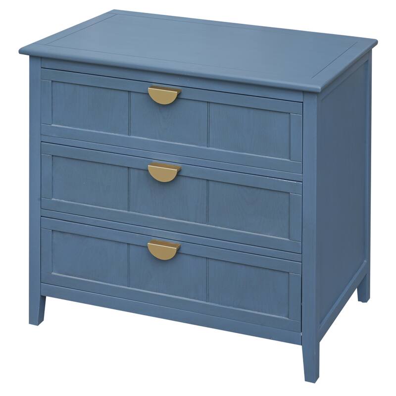 American Style 3-Drawer Vertical Chest Cabinet with Golden Handle for bedroom, living room