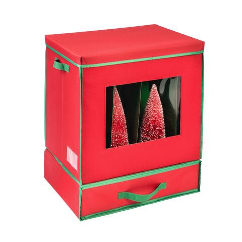 Holiday Decorations Storage Box With Handles, Red