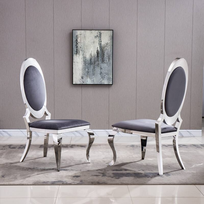 Dining Chair With Oval Backrest Set Of 2