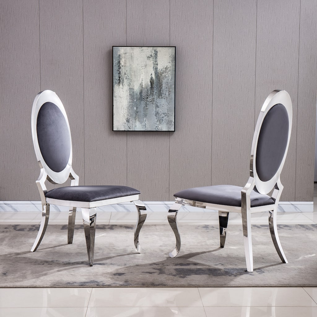 Dining Chair with Oval Backrest Set of 2