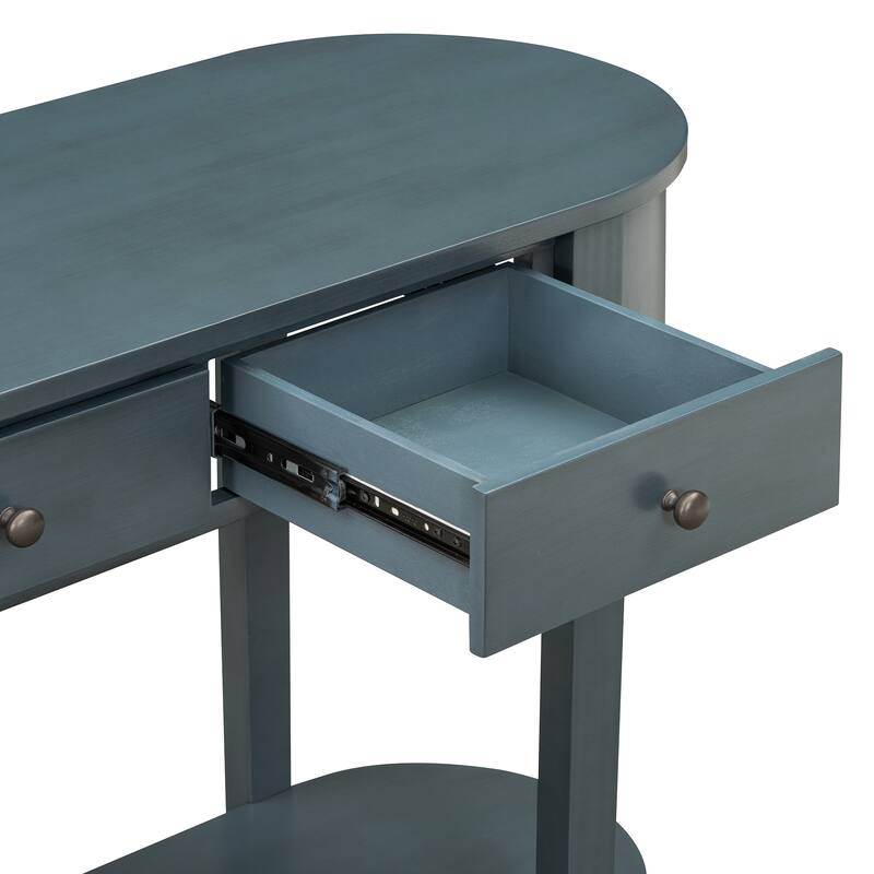 Elegant Retro Console Table with Curved Design and Smooth Glaze for Entryways, Living Rooms and hallways