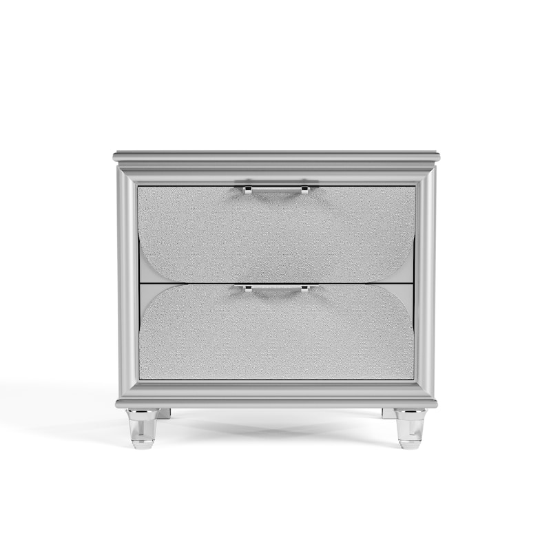 Furniture of America Angrove Modern Silver Wood 2-Drawer Nightstand