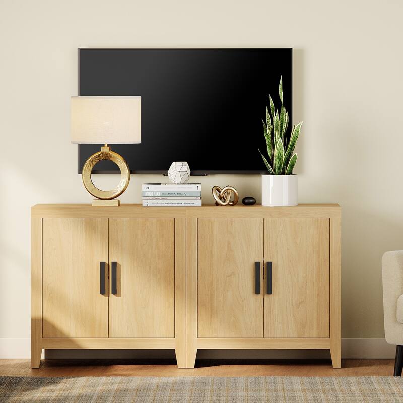 WAMPAT Farmhouse Buffet Cabinet with Door, Kitchen Sideboard for Dining & Living Room