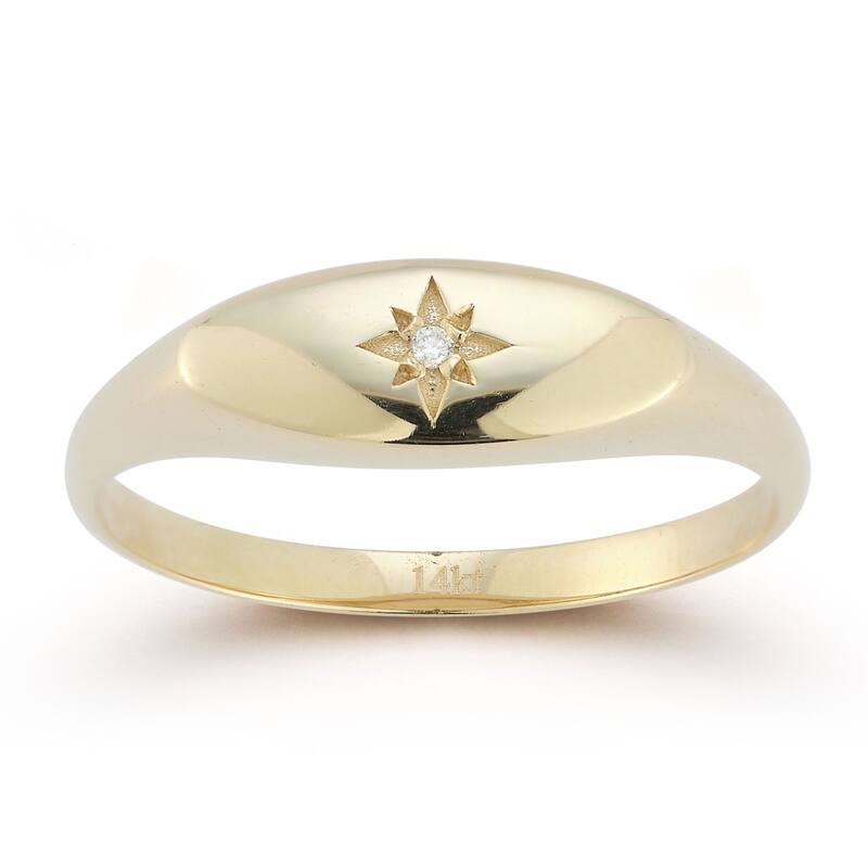 Soleil 14K Gold Diamond Signet Ring