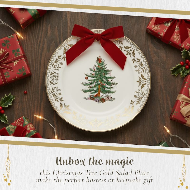 Spode Christmas Tree Gold Salad Plate