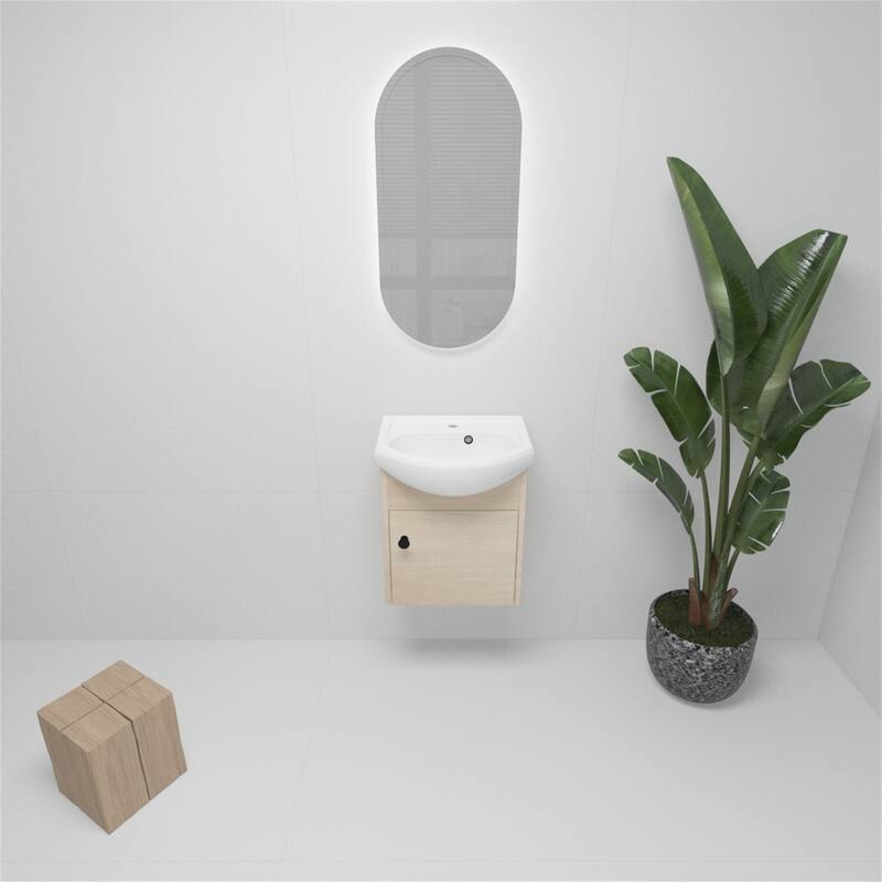 Wall Mounting Small Size 18 Inch Bathroom Vanity With Ceramic Sink