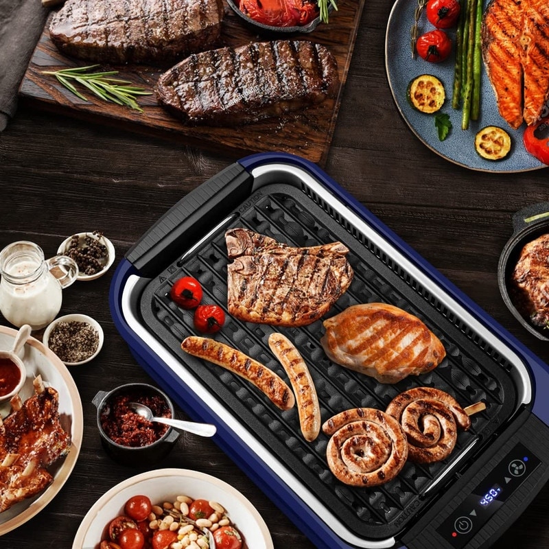 267sq. in. Blue Smokeless Electric Portable Indoor Grill