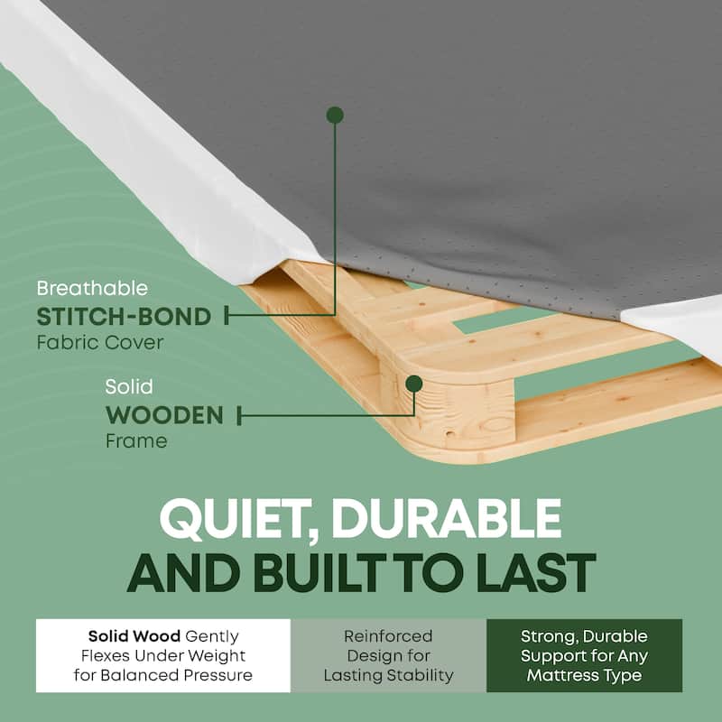 Unassembled Box Spring - 2.5" & 10" Wood Box Spring Only, Quiet Noise-Free Replacement Mattress Foundation, Easy Assembly, White