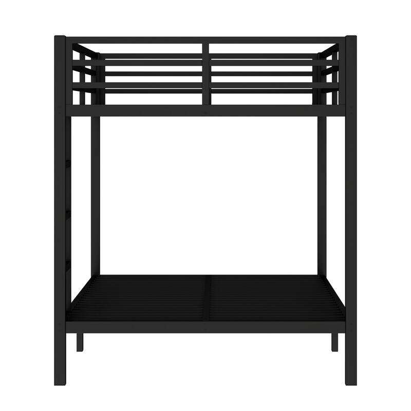 Full XL Over Full XL Metal Bunk Bed with Guardrail and Under-Bed Storage, Heavy-Duty Steel Bed Frame with Noise-Free Slats