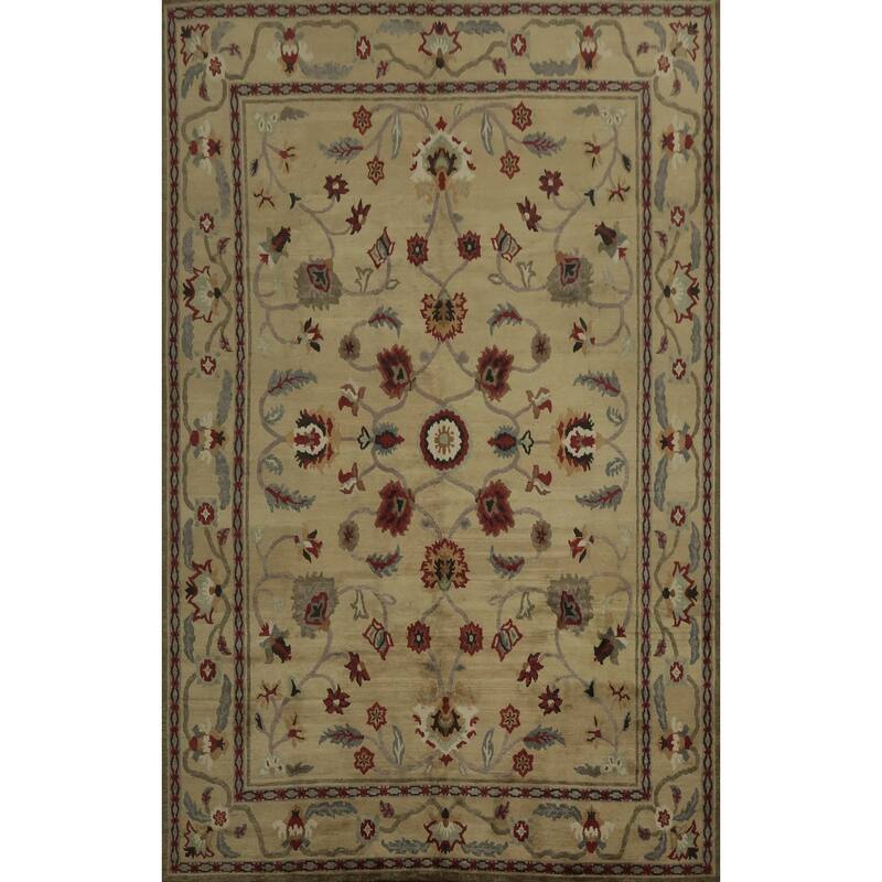 Hand Knotted Oriental 100% Wool Carpet Traditional Floral Yellow & Gold Nepalese Area Rug - 12' 3'' X 8' 11''