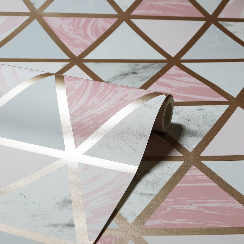 Arthouse Marble Geo Pink Multi Wallaper