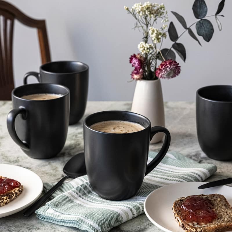 over&back Coupe 15oz Semi-Matte Stoneware Mugs, Set of 4