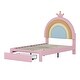 preview thumbnail 20 of 20, Full Size Velvet Platform Bed with Colorful Rainbow Headboard and 2 Storage Drawers, Upholstered Princess-Style Frame