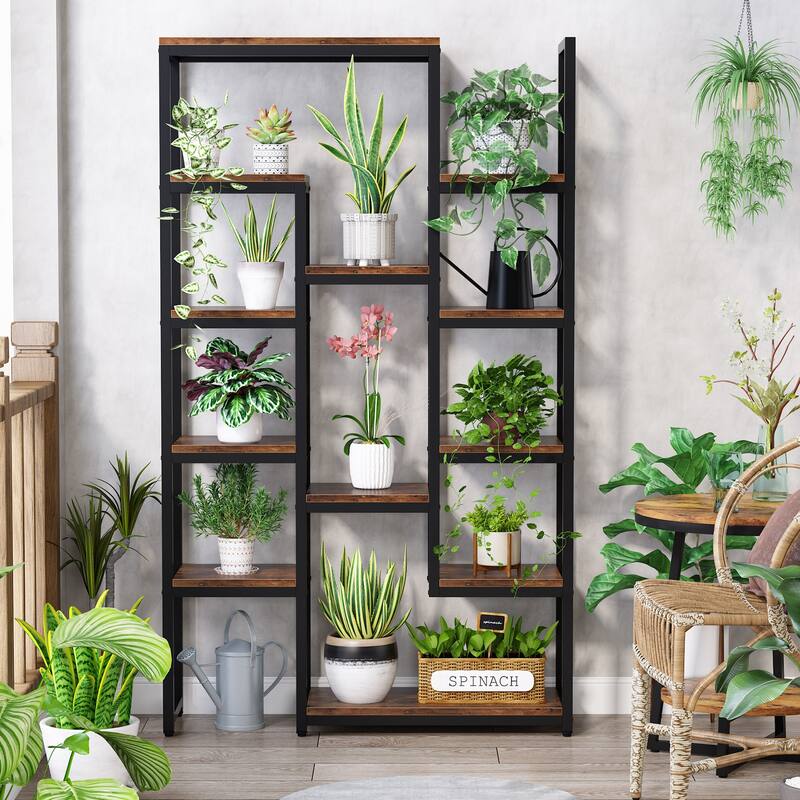 Tall Bookshelf 12 Open Shelves, 6-Tier Industrial Bookcase for Storage