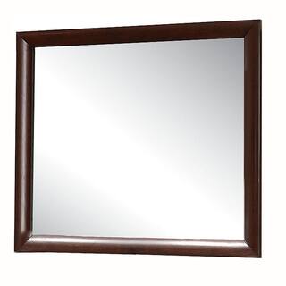 Contemporary Wooden Mirror with Rectangular Shape, Brown and Silver