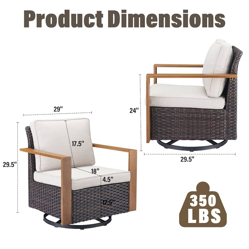 Gymojoy Rattan Rocking Chair with Soft Cushions - Brown