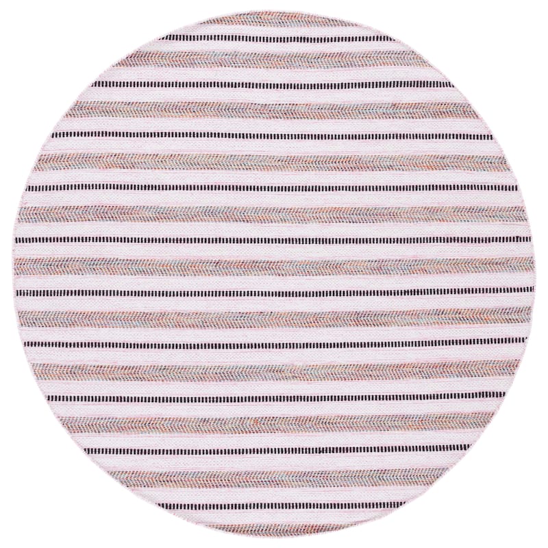 SAFAVIEH Handmade Montauk Meriel Stripe Rug - 6' Round - Pink/Ivory