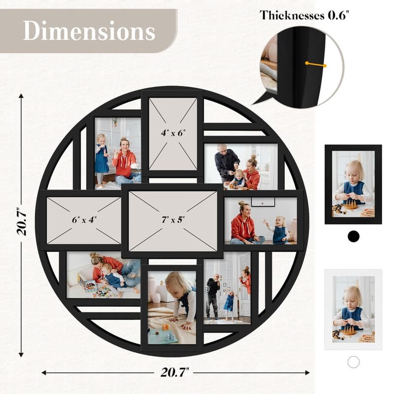 Hello Laura 9 Opening Round 4×6 Collage Wall Frame Multi Picture Photo Frame for Wall