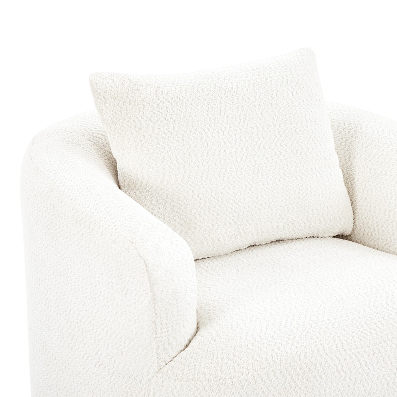 Roomfitters 360° Chenille Upholstered Swivel Barrel Chair Accent Sofa with Throw Pillow for Living Room Bedroom Office Hotel