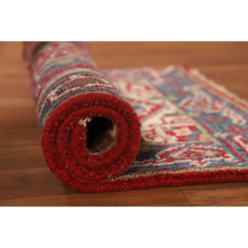 Hand Knotted Oriental 100% Wool Carpet Traditional Medallion Red Heriz (serapi) Area Rug - 3' 0'' X 2' 0''