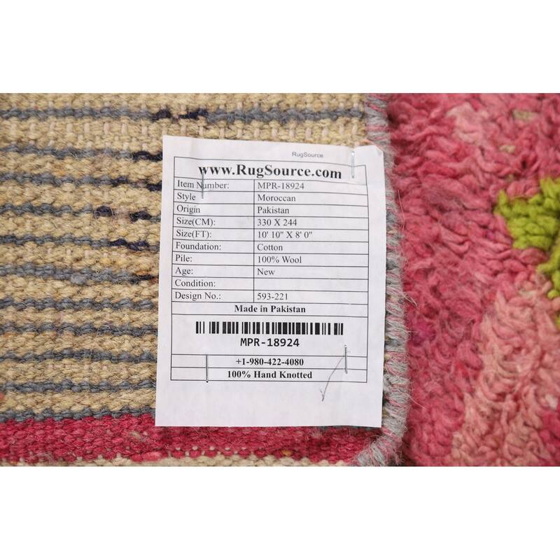 Plush Colorful Moroccan Oriental Area Rug Handmade Wool Carpet - 8'0" x 10'10"