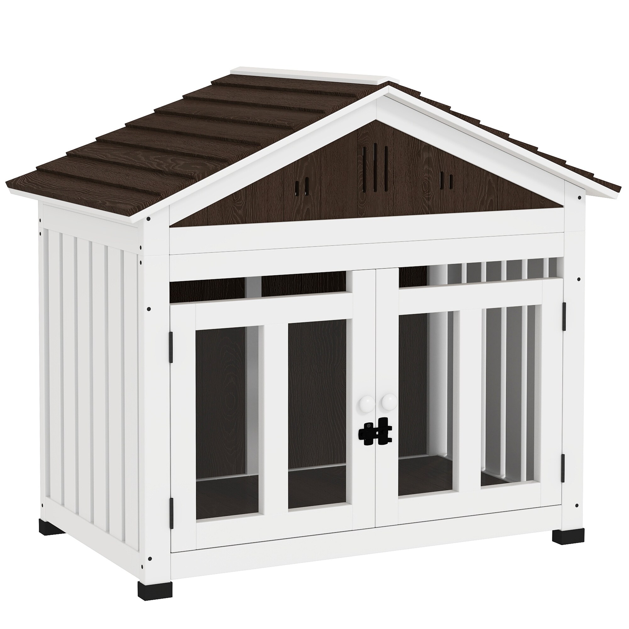 PawHut 40"L Dog House Outdoor Indoor, Wooden Dog Kennel for Small, Medium, Large Dogs, Puppy Shelter