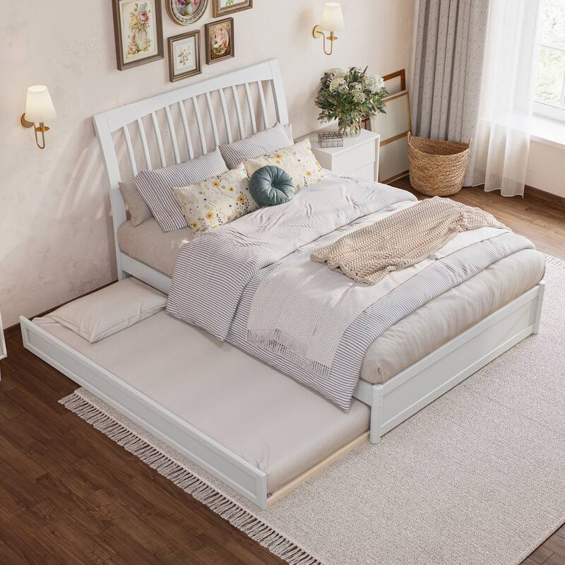 Roslyn Platform Bed with Panel Footboard and Twin Trundle