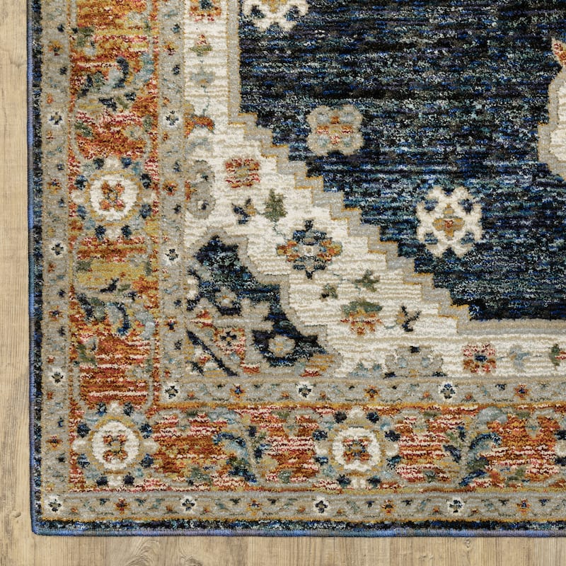 Style Haven Adalynn Center Medallion Blue/ Orange Area Rug